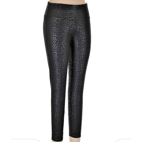 Vince Camuto High Rise Pull On Leggings Black Leopard Animal Print  Women's M - Picture 1 of 9